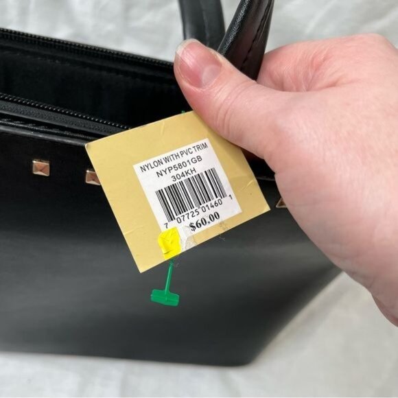 GAL Black Studded Nylon Footed Tote Bag With Gold Detailing & PVC Trim - Picture 5 of 10